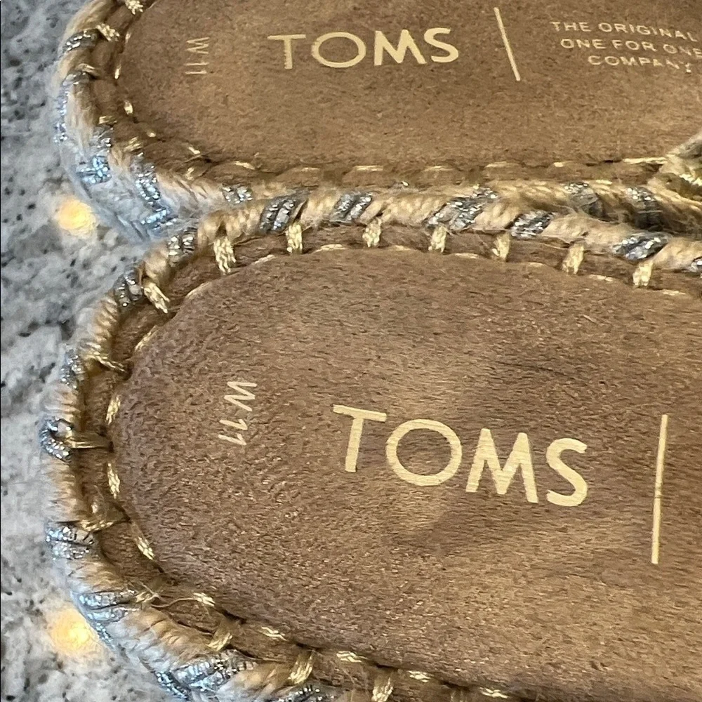 TOMS Beige Suede Wedge Espadrilles Size 11